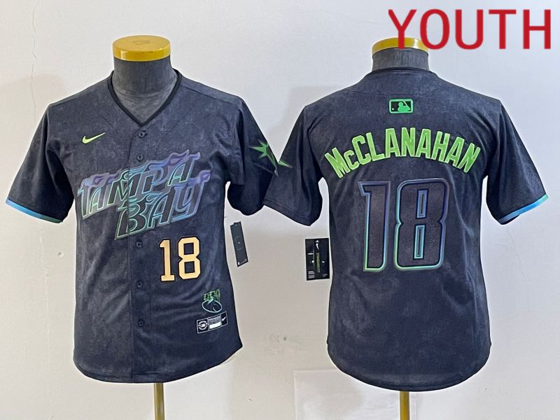 Youth Tampa Bay Rays 18 Mcclanahan Nike MLB Limited City Connect Black 2024 Jersey style 2